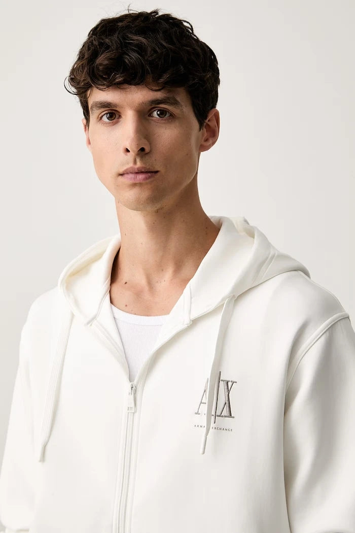 Armani Exchange fermuarlı kapüşonlu erkek pamuklu sweatshirt