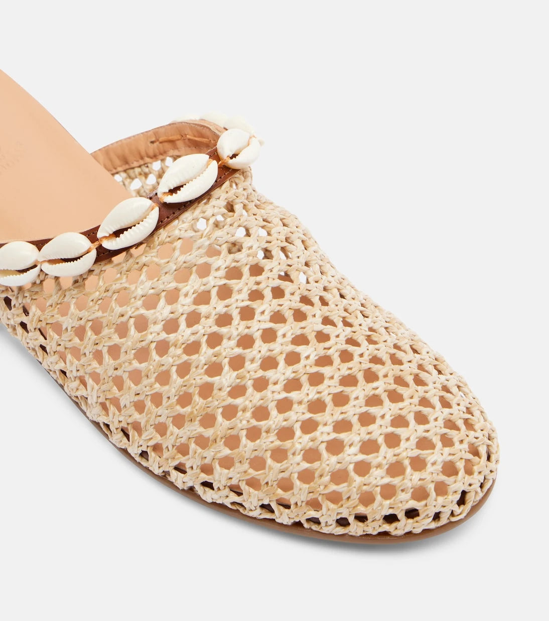 Ancient Greek Sandals - شبشب رافيا مزين بالميول