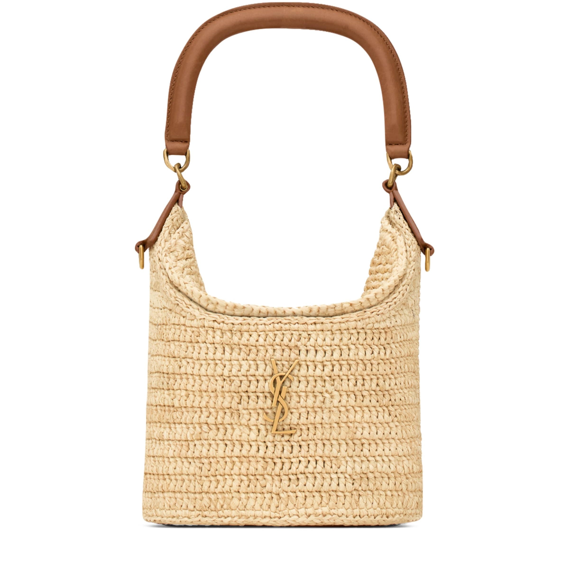 Saint Laurent Beige Raffia Gaby Bucket Bag