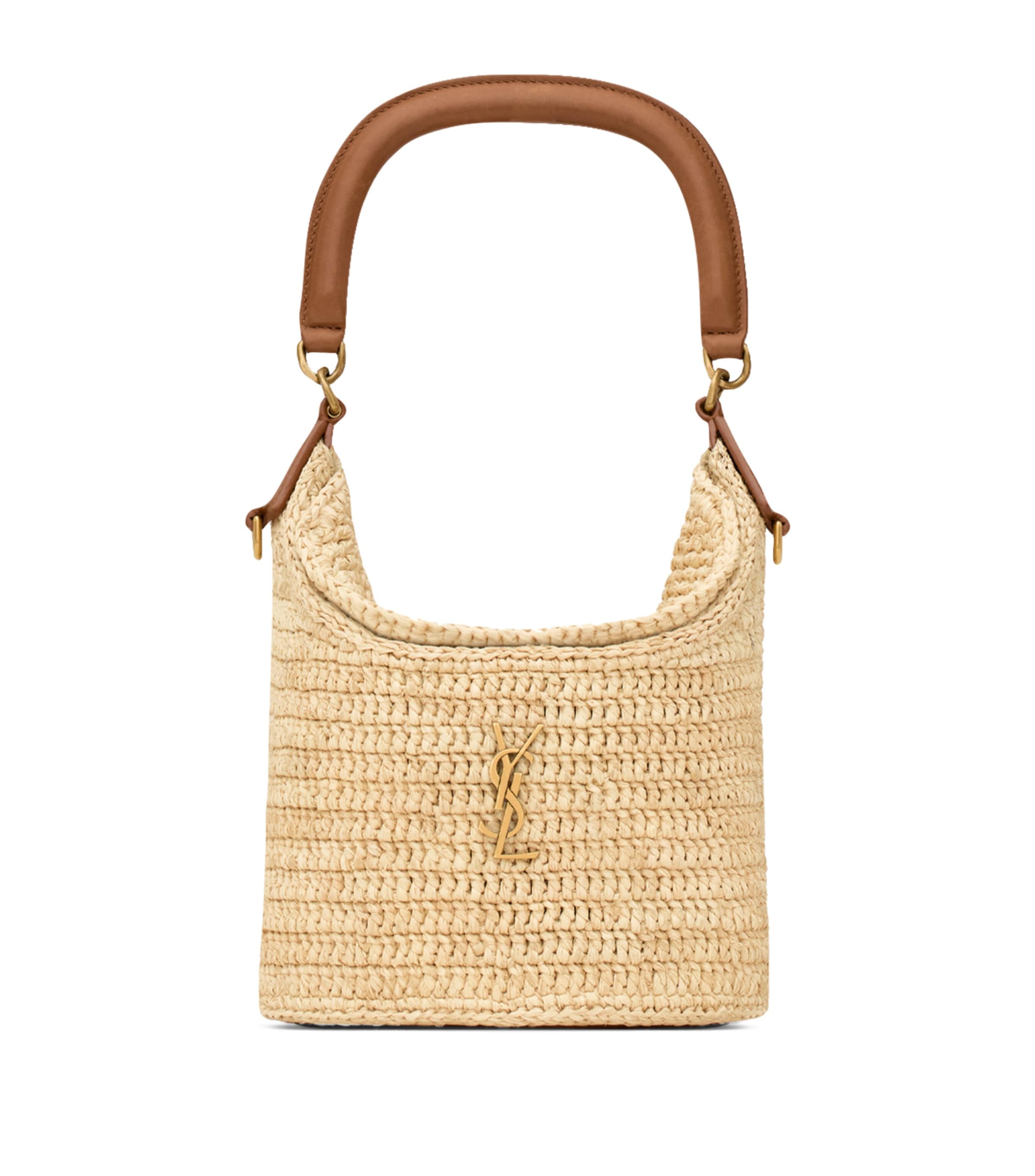 Saint Laurent Beige Raffia Gaby Bucket Bag