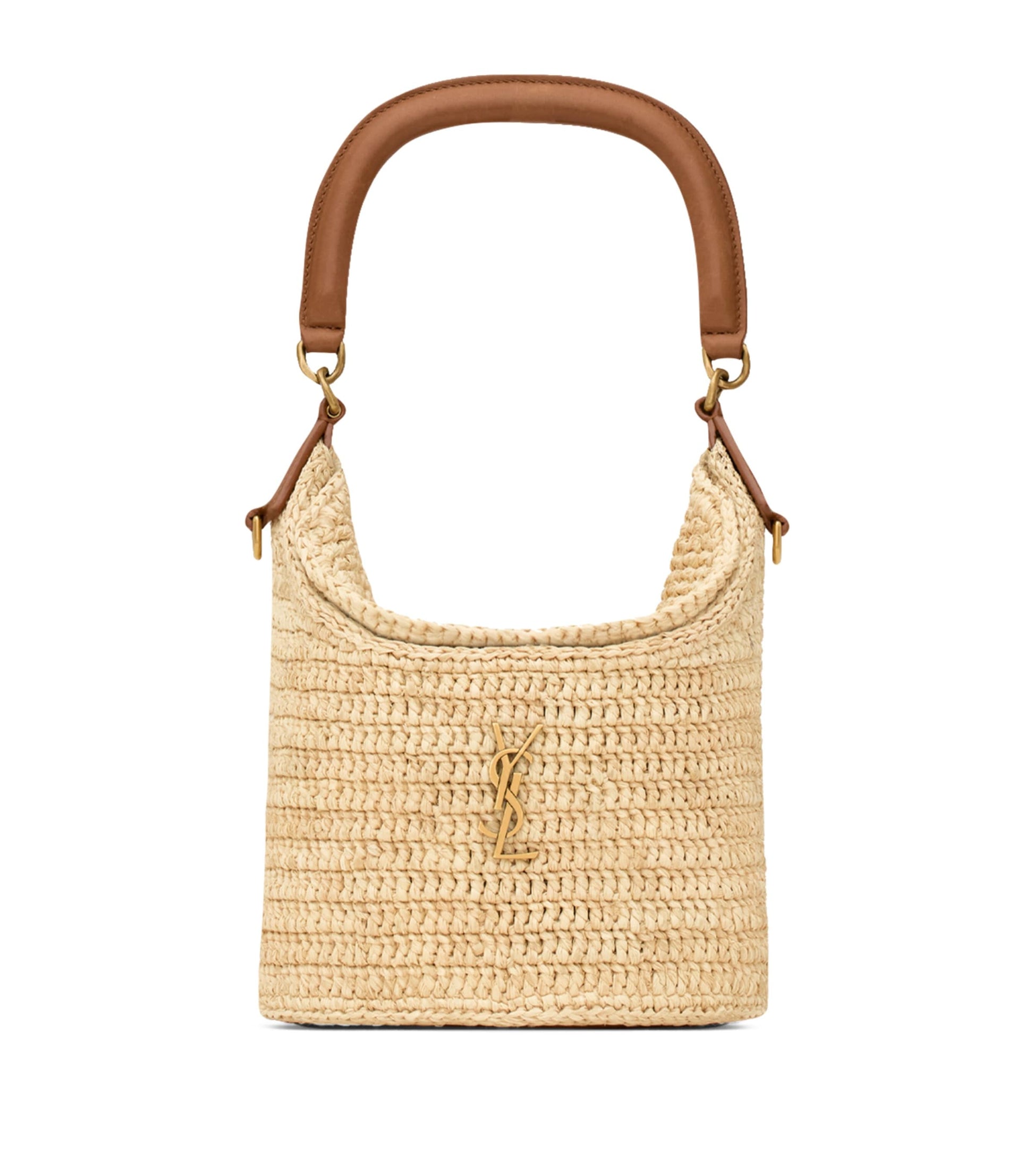 Saint Laurent Beige Raffia Gaby Bucket Bag