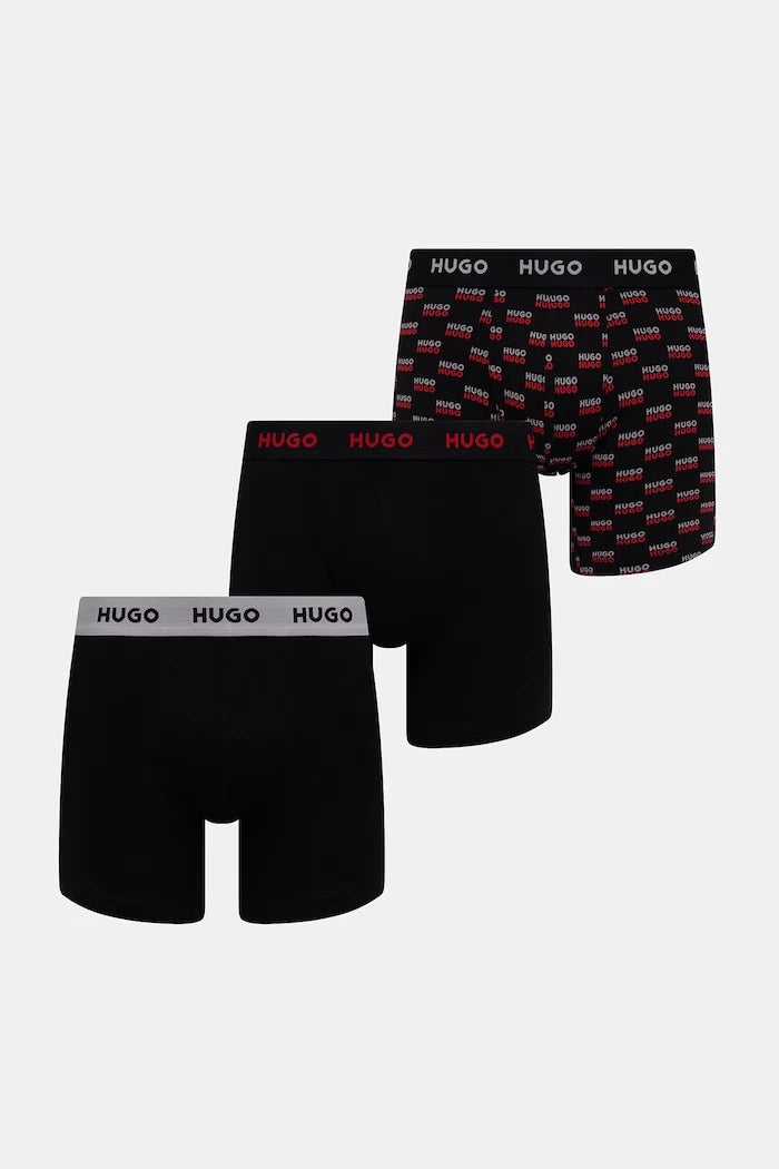 HUGO erkek pamuklu elastan boxer BOXERBR TRIPLET DESIGN 3'lü