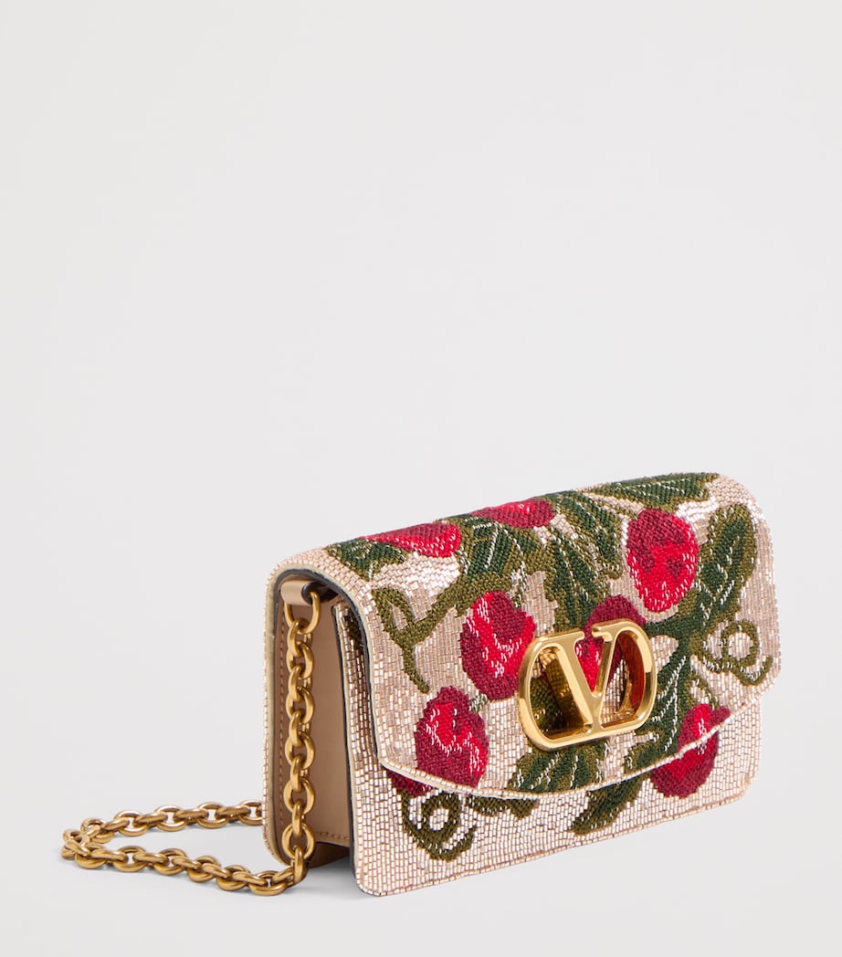 Valentino Garavani Multi Small Silk Vain Cherry Clutch Bag