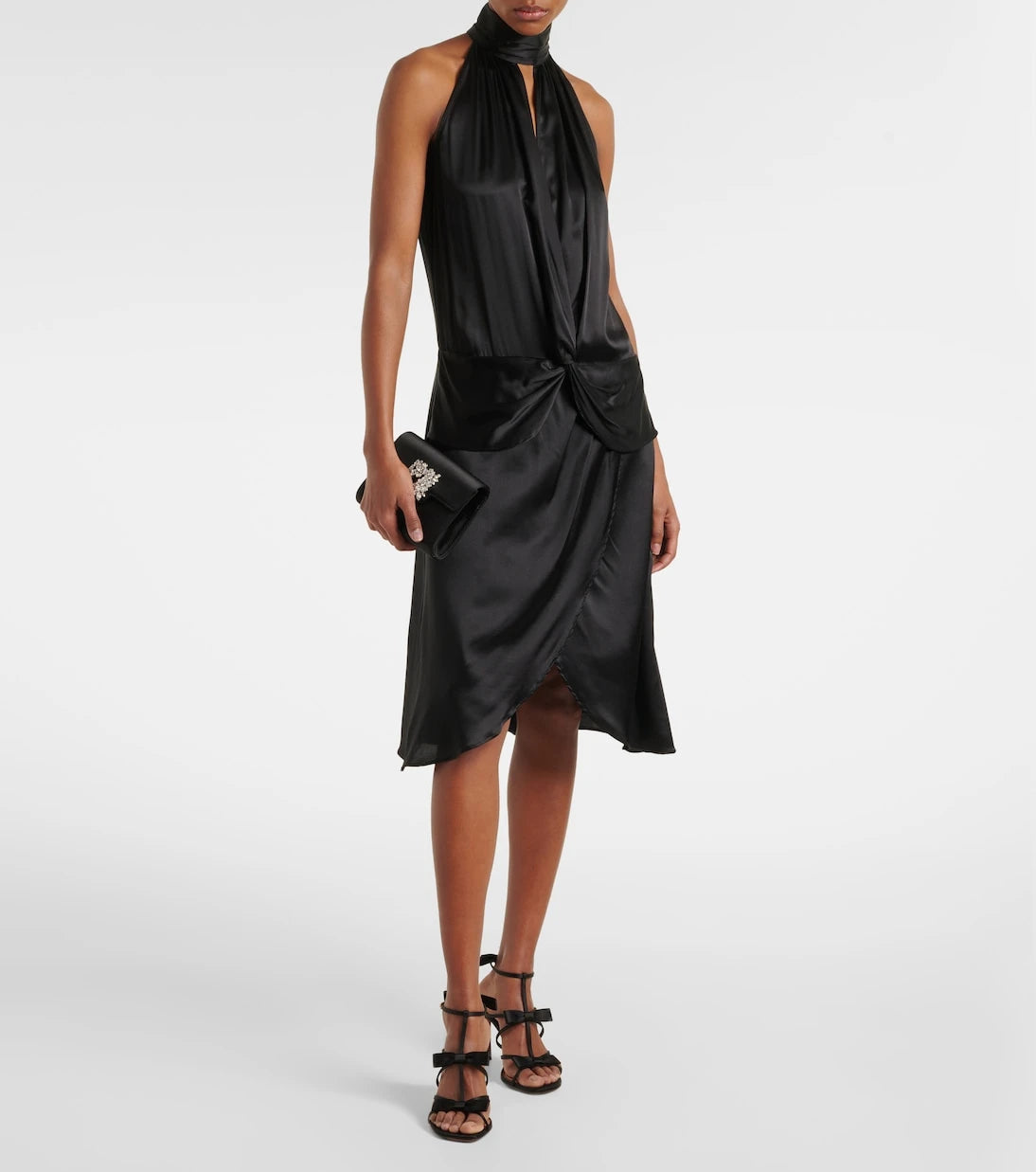 Nina Ricci - Gathered halterneck satin minidress