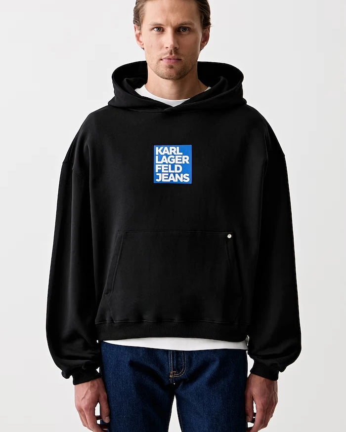 Karl Lagerfeld Jeans kapüşonlu erkek pamuklu sweatshirt