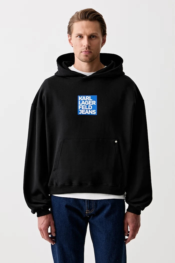 Karl Lagerfeld Jeans kapüşonlu erkek pamuklu sweatshirt