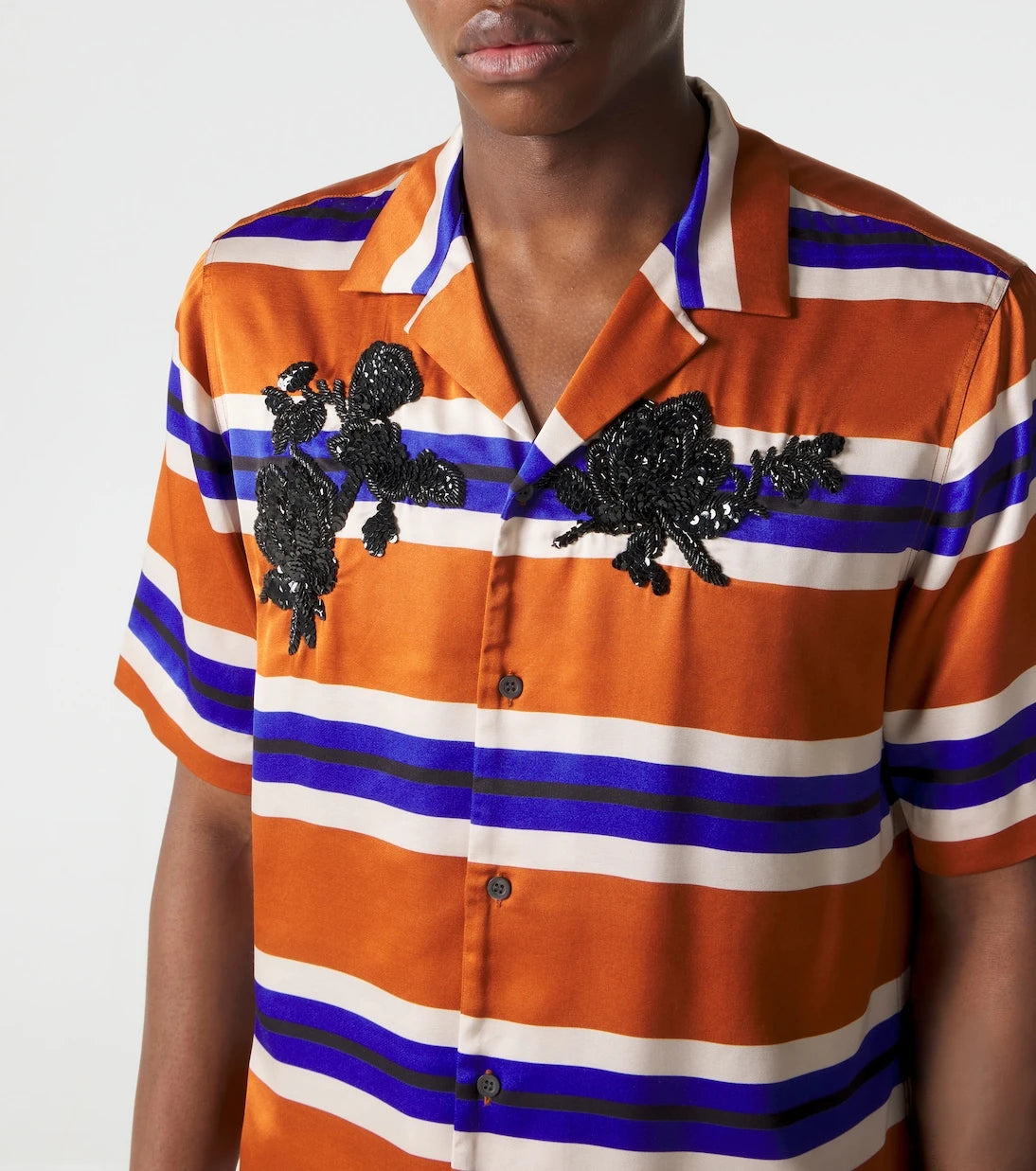 Dries Van Noten - Embellished striped satin shirt