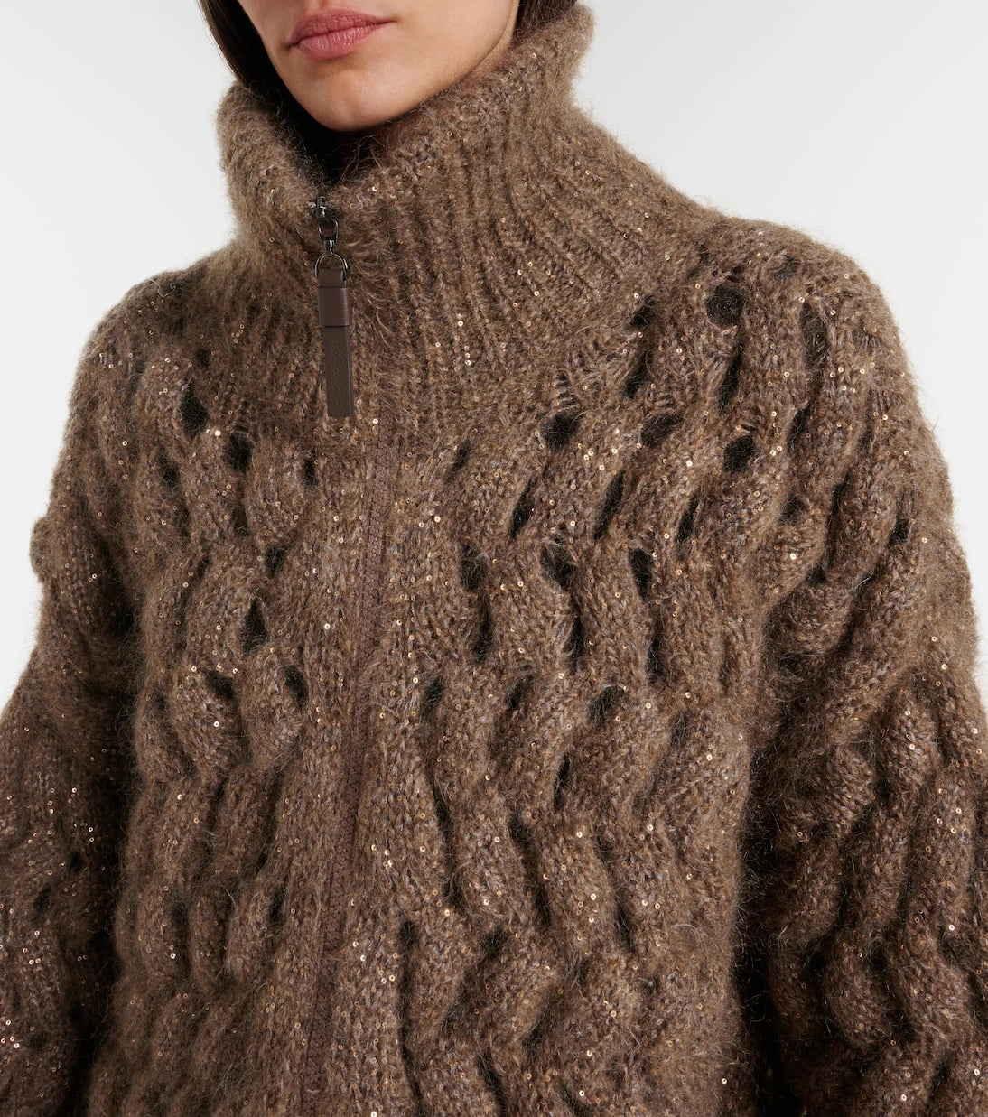 Brunello Cucinelli - Open-knit sequined mohair and wool-blend cardigan
