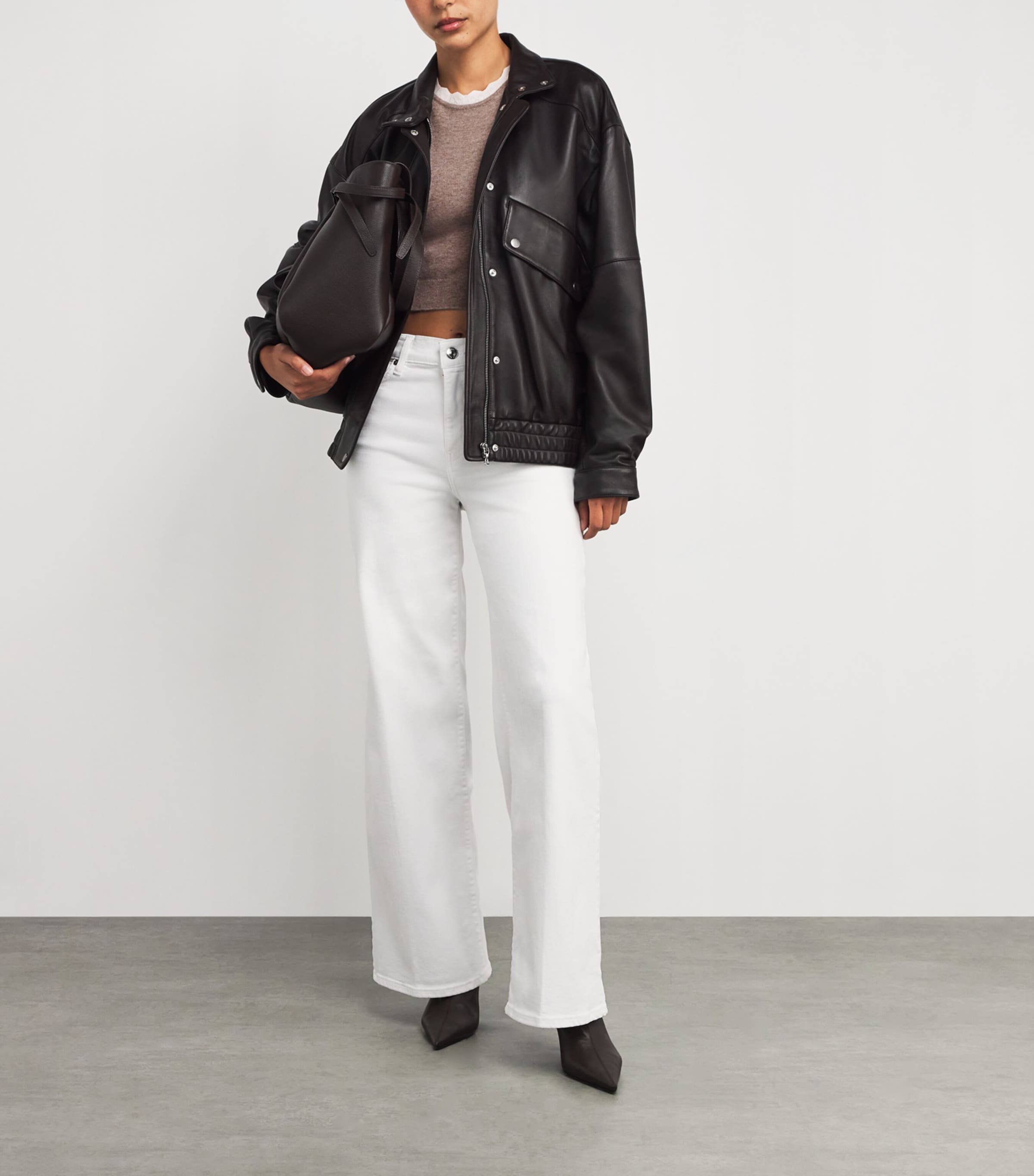 Brown Wool-Cashmere Cropped Tank Top