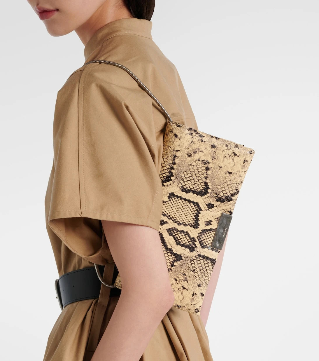 Jil Sander - Carnet snake-effect leather clutch