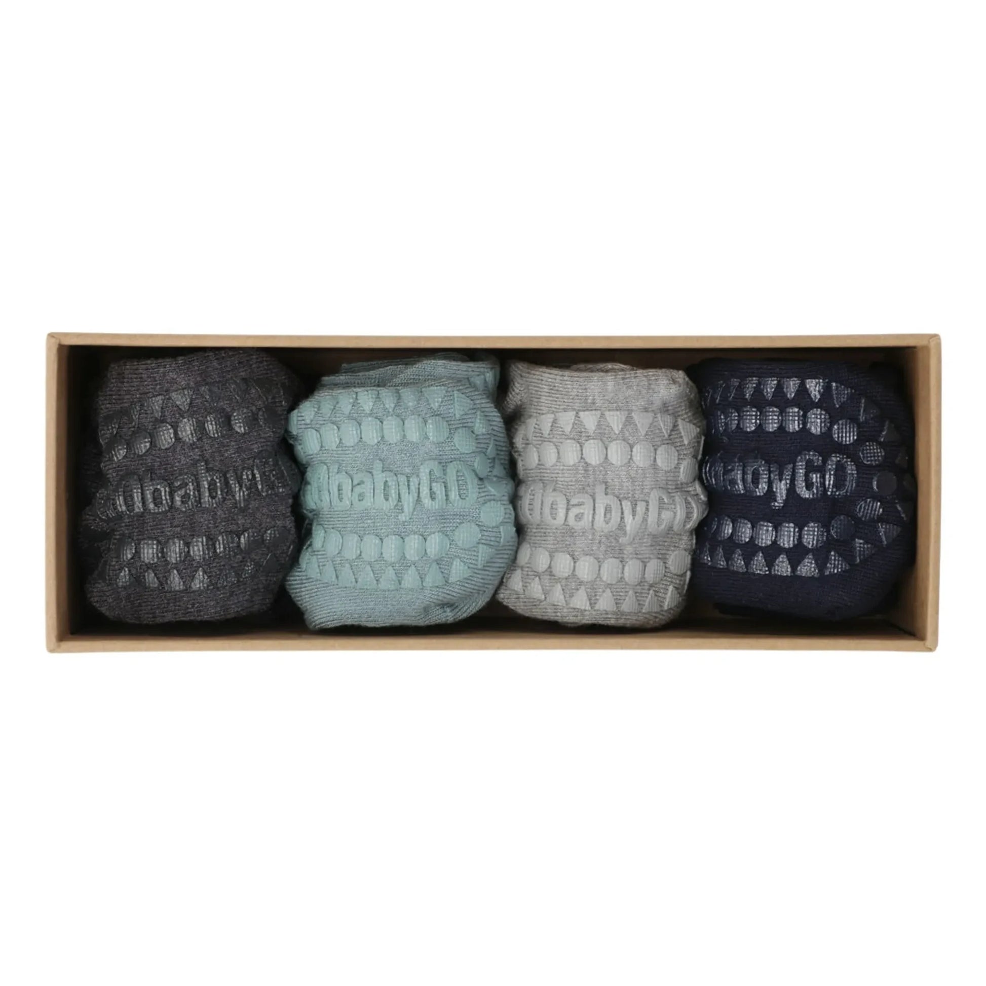 GOBABYGO - Combo Box 4 Non-slip Bamboo Socks | Blue
