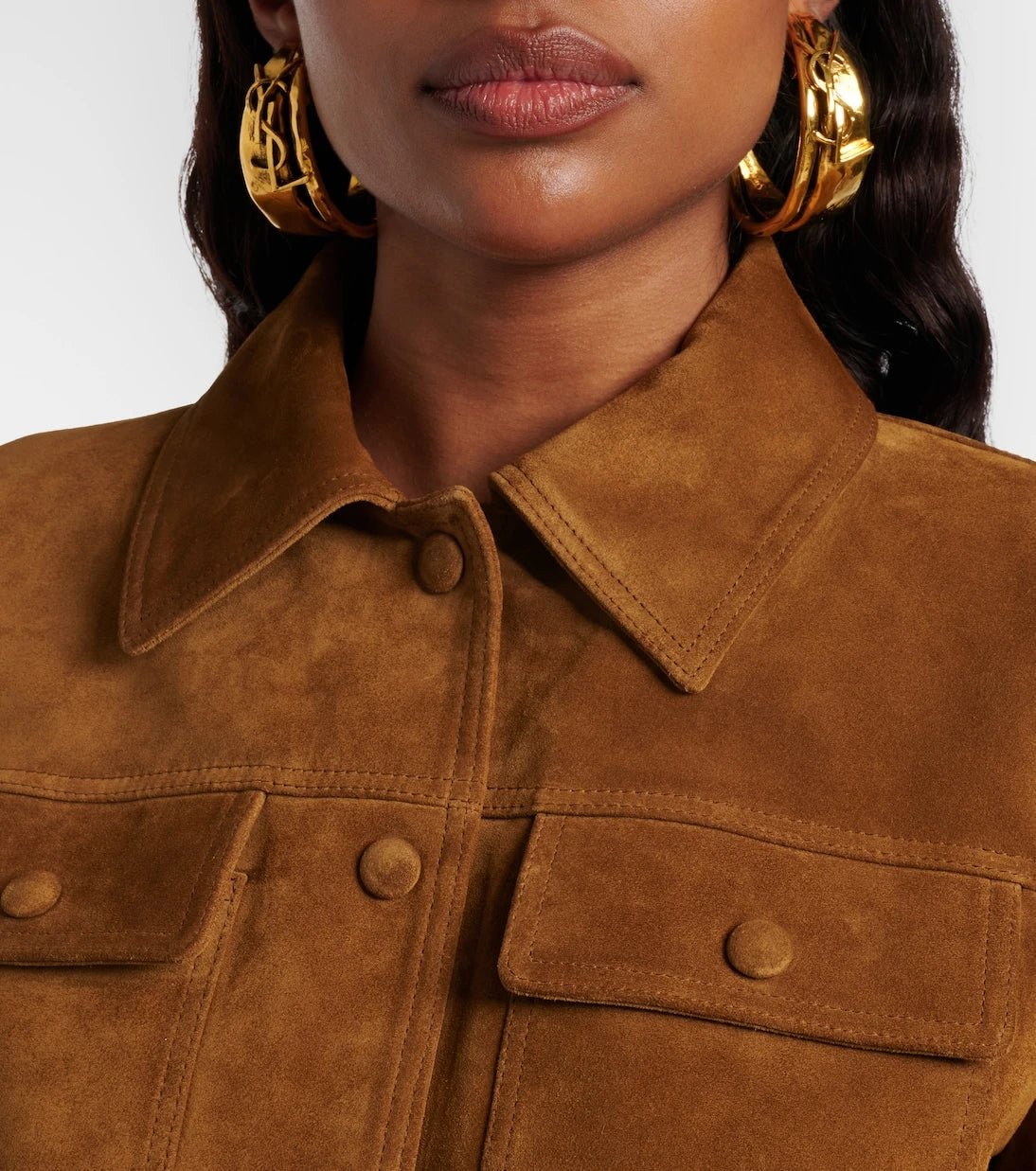 Saint Laurent - Belted cropped suede jacket