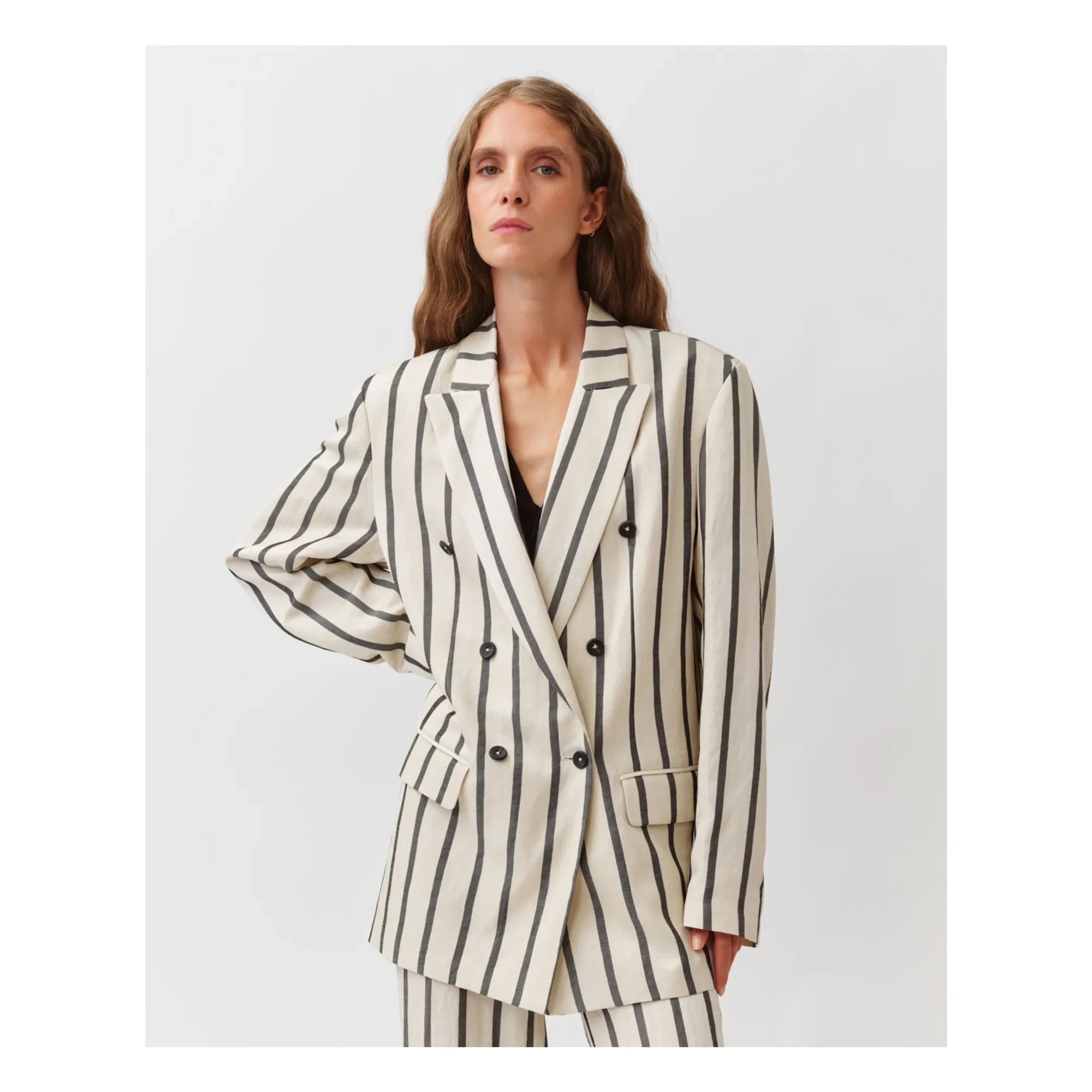 Diega - Verino Stripes Jacket | Ecru