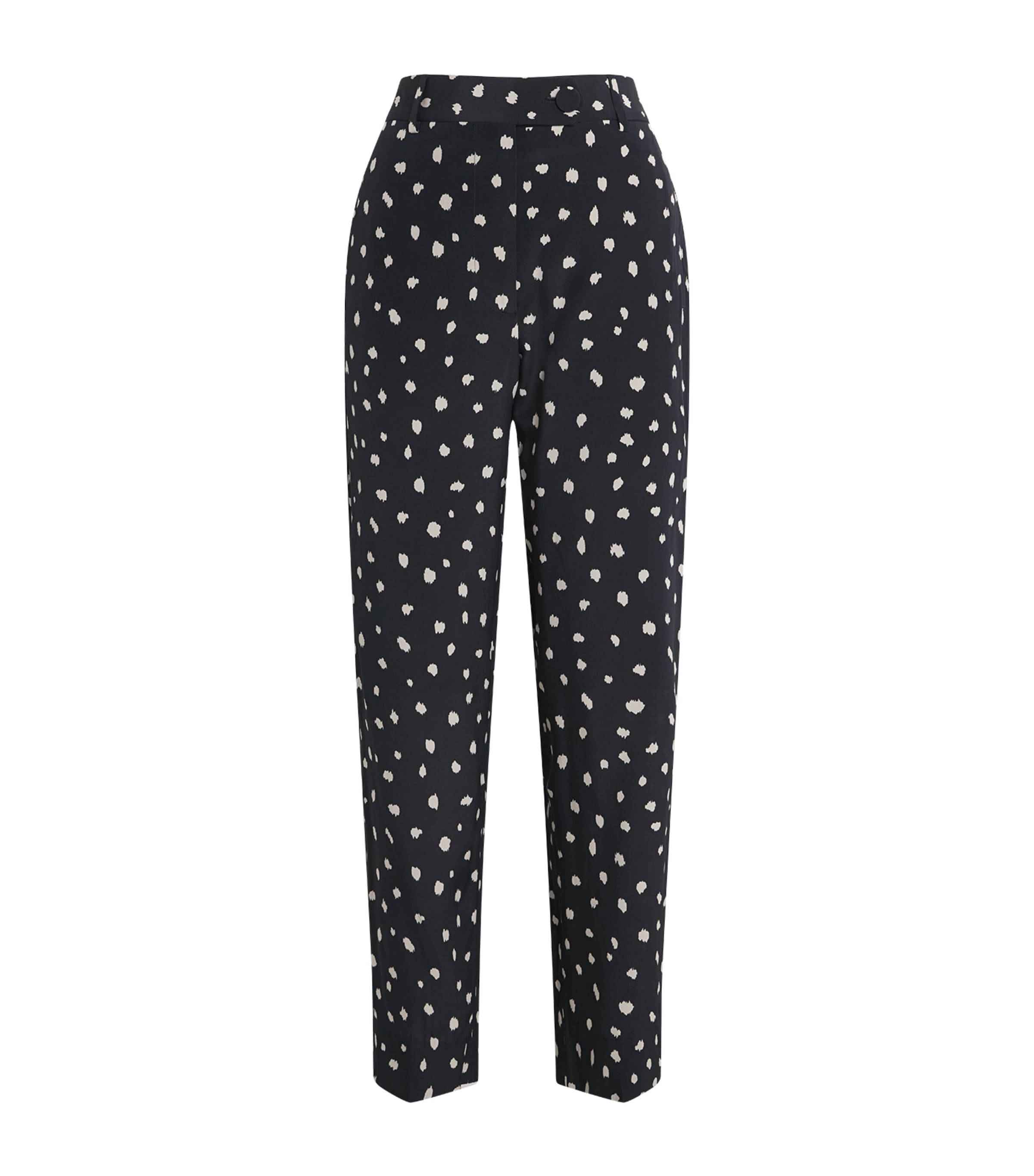 Blazé Milano Navy Silk Polka-Dot Mariquita Straight Trousers