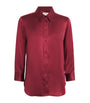 L'Agence Red Silk Cropped-Sleeve Dani Blouse