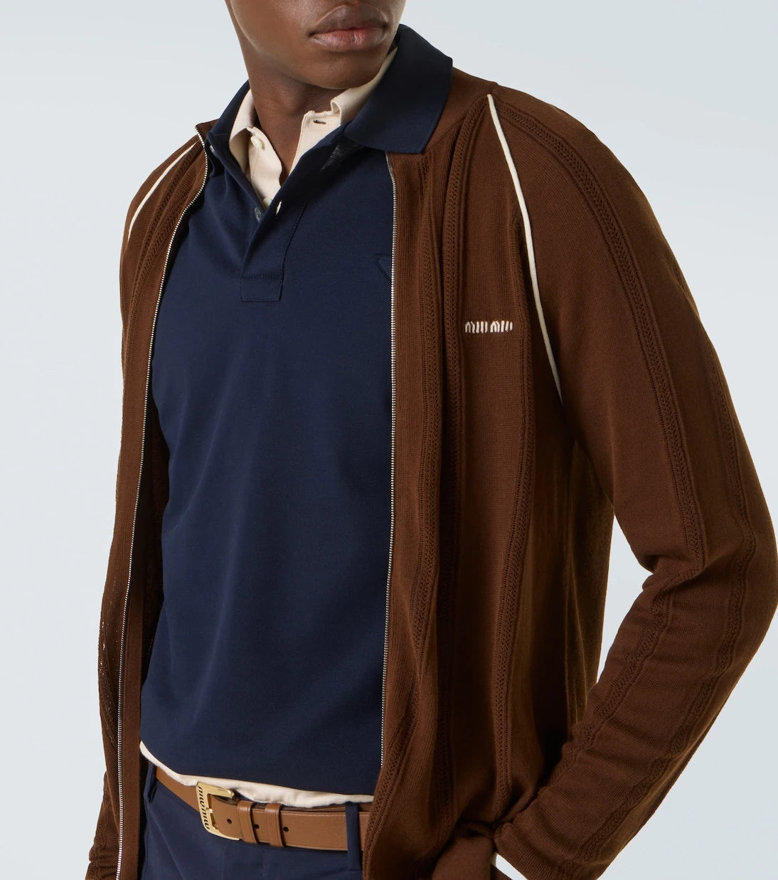 Miu Miu - Logo cotton-blend zip-up cardigan