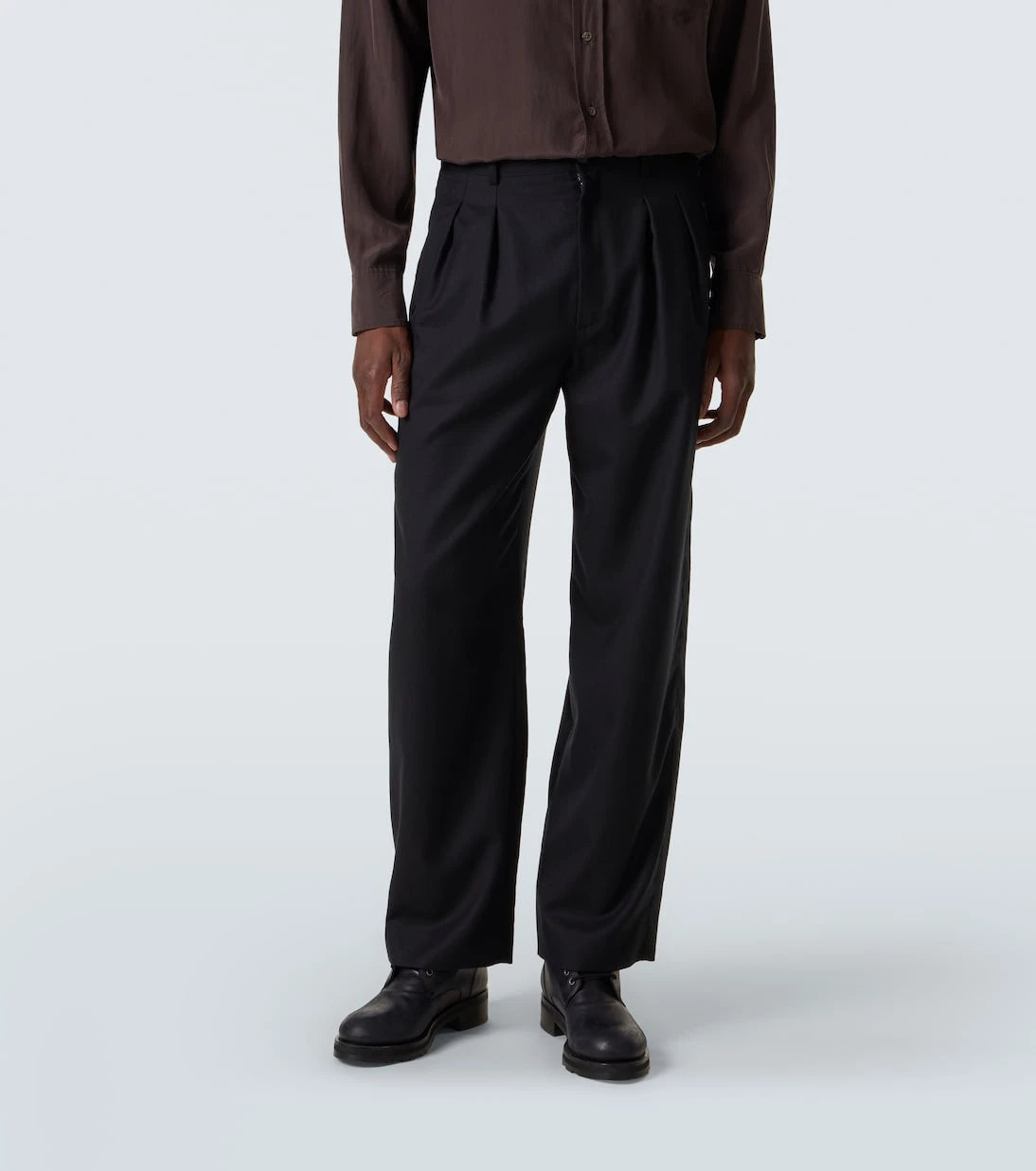 The Row - Corley virgin wool flannel wide-leg pants