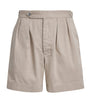 Cotton Twill Pleated Shorts