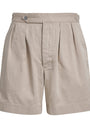 Cotton Twill Pleated Shorts