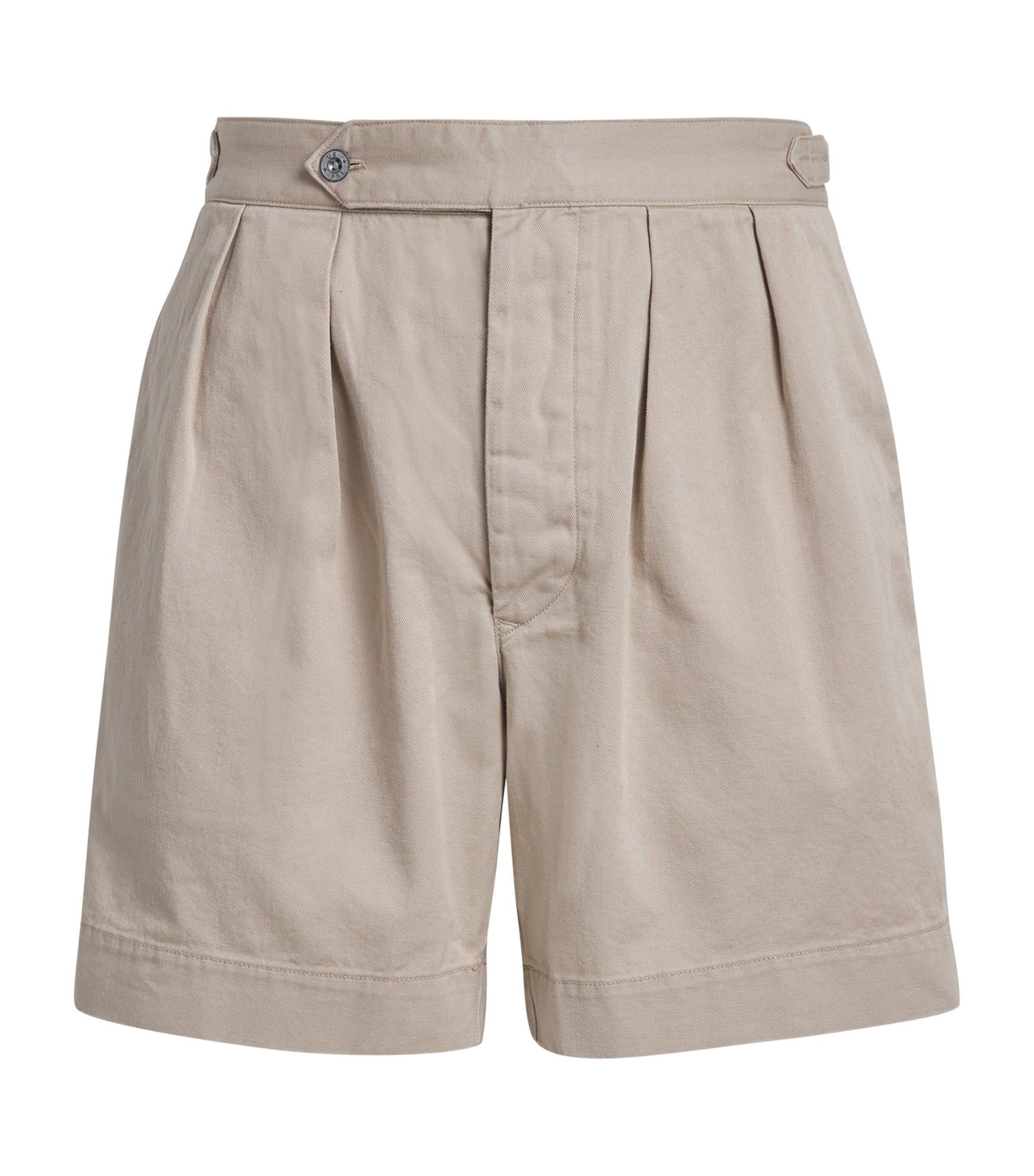 Cotton Twill Pleated Shorts