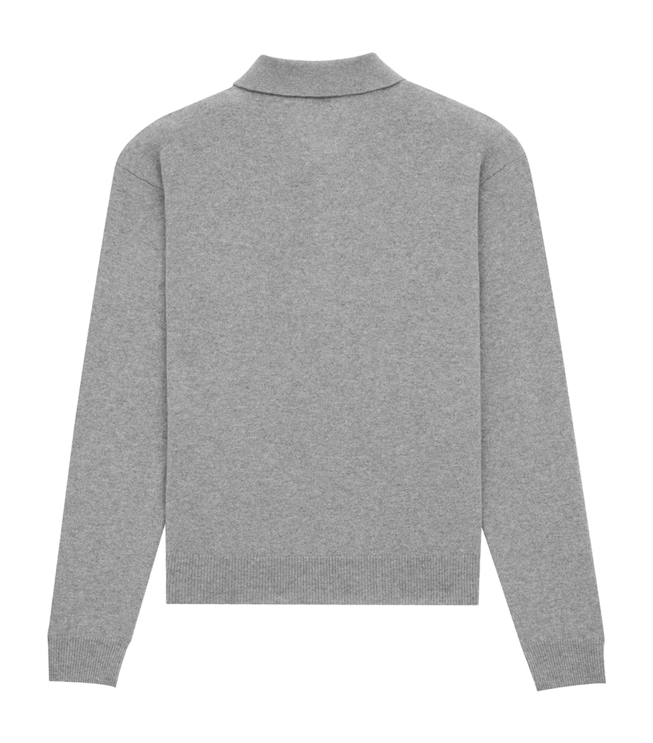 Grey Wool Polo Sweater
