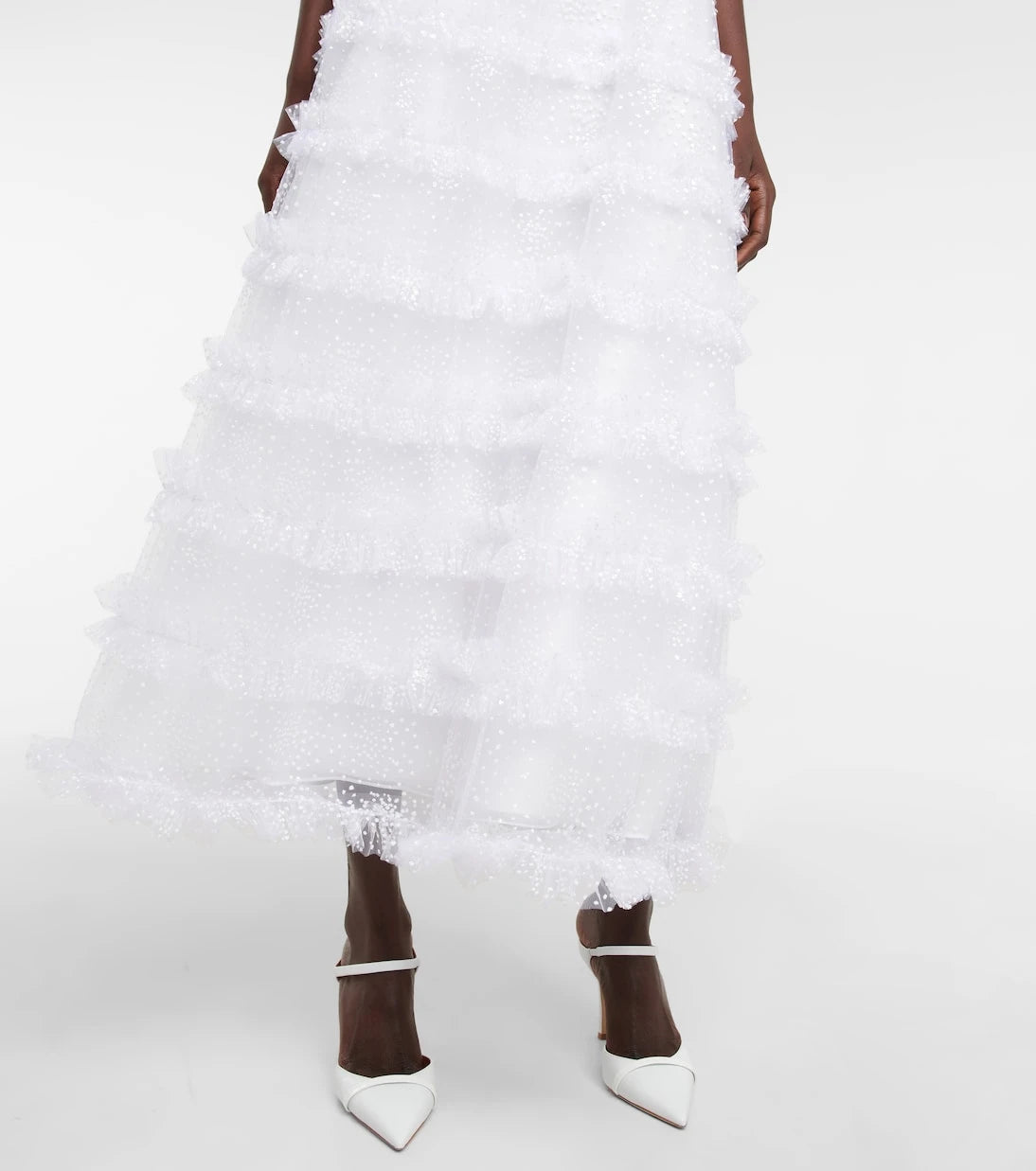 Costarellos - Myra ruffled glitter tulle gown