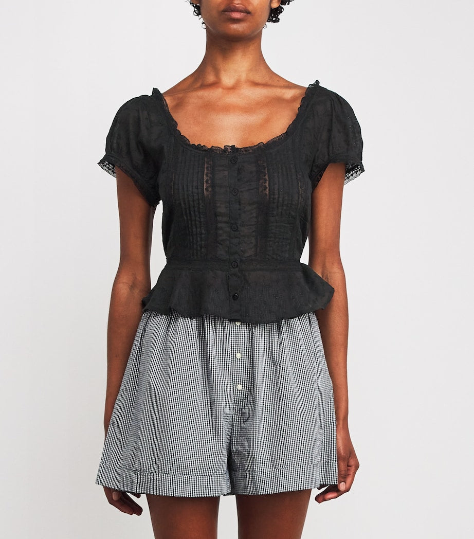 Rixo Black Broderie Anglaise Sandi Top