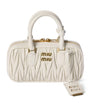 Miu Miu White Mini Matelassé Leather Arcadie Top-Handle Bag