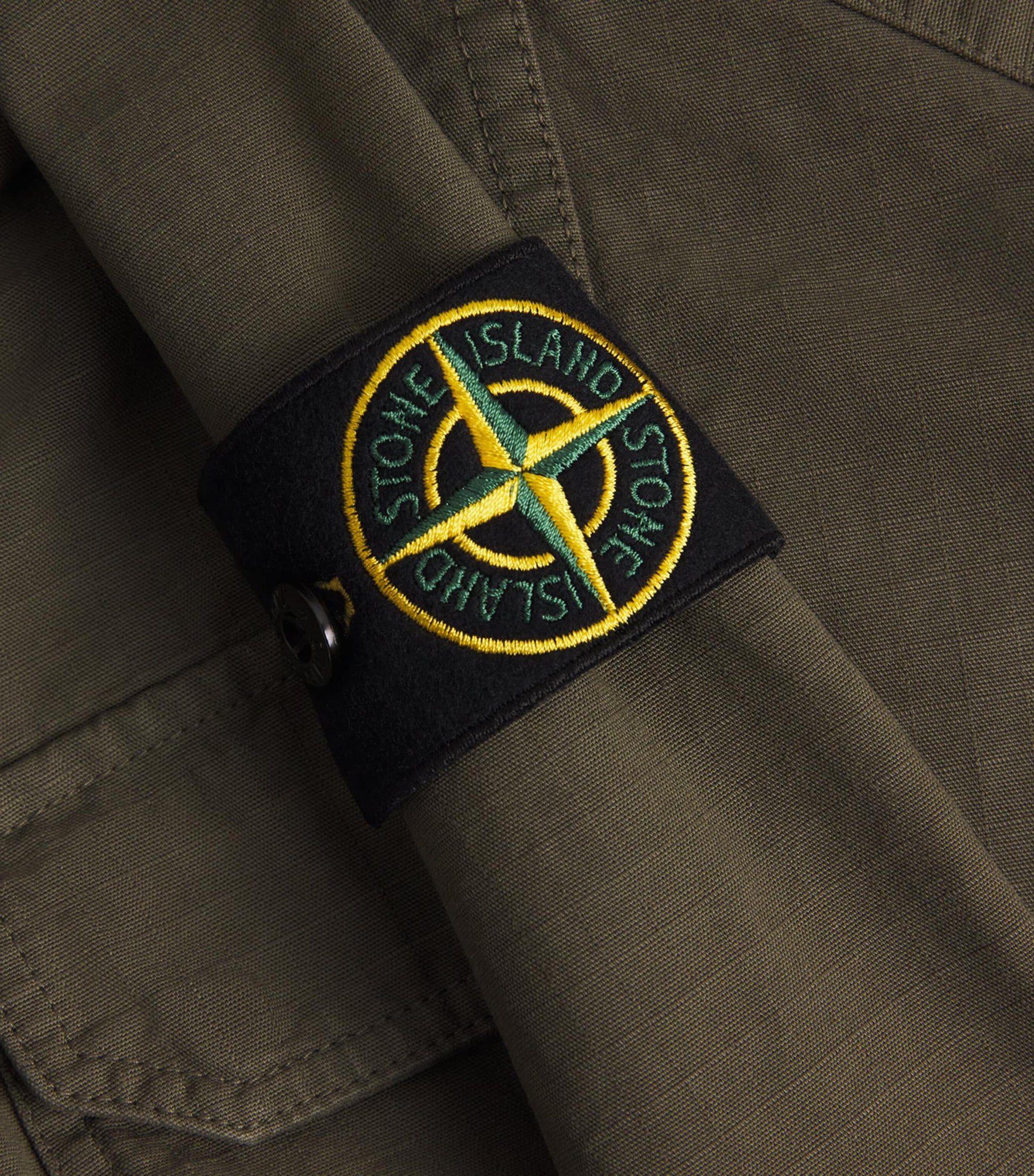 Stone Island Green Organic Cotton Ripstop Overshirt
