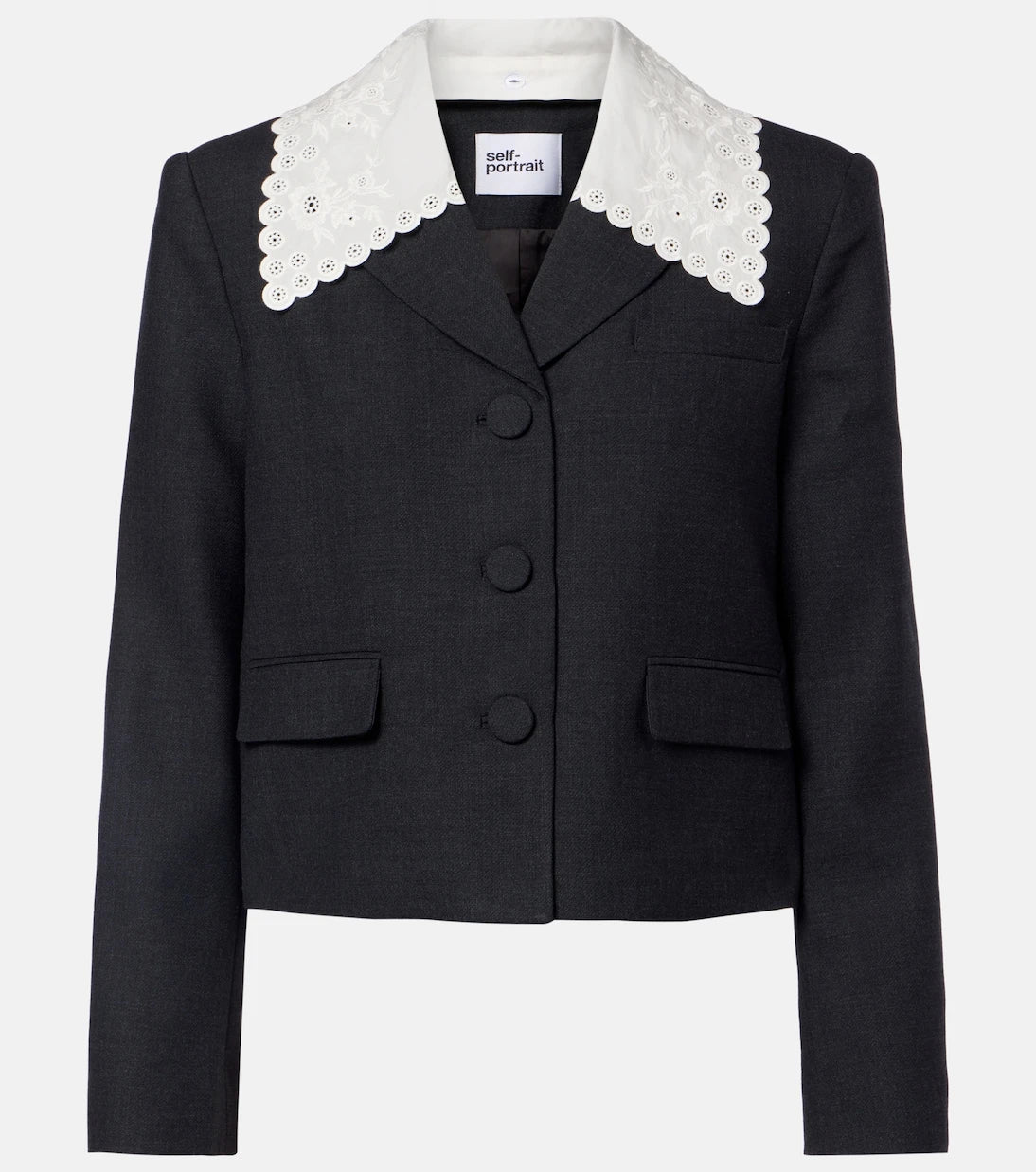 Self-Portrait - Broderie anglaise cropped jacket