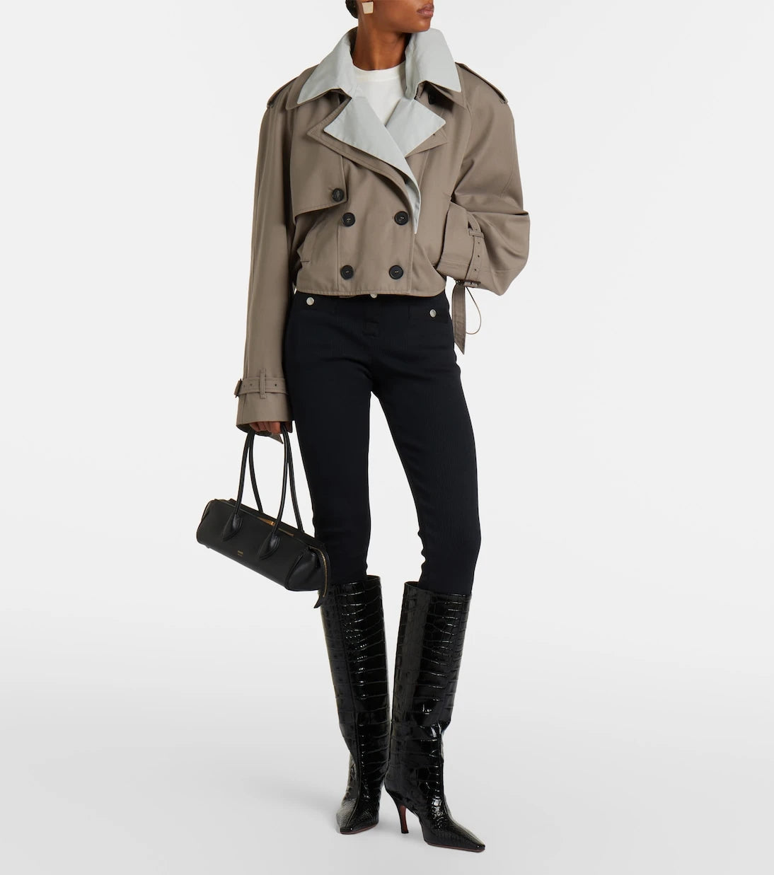 Amina Muaddi - Mona croc-effect leather knee-high boots