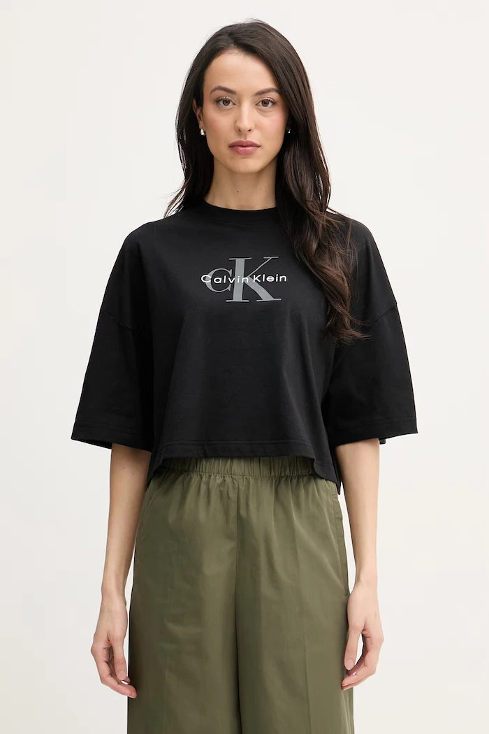 Calvin Klein Jeans къс топ дамски от памук