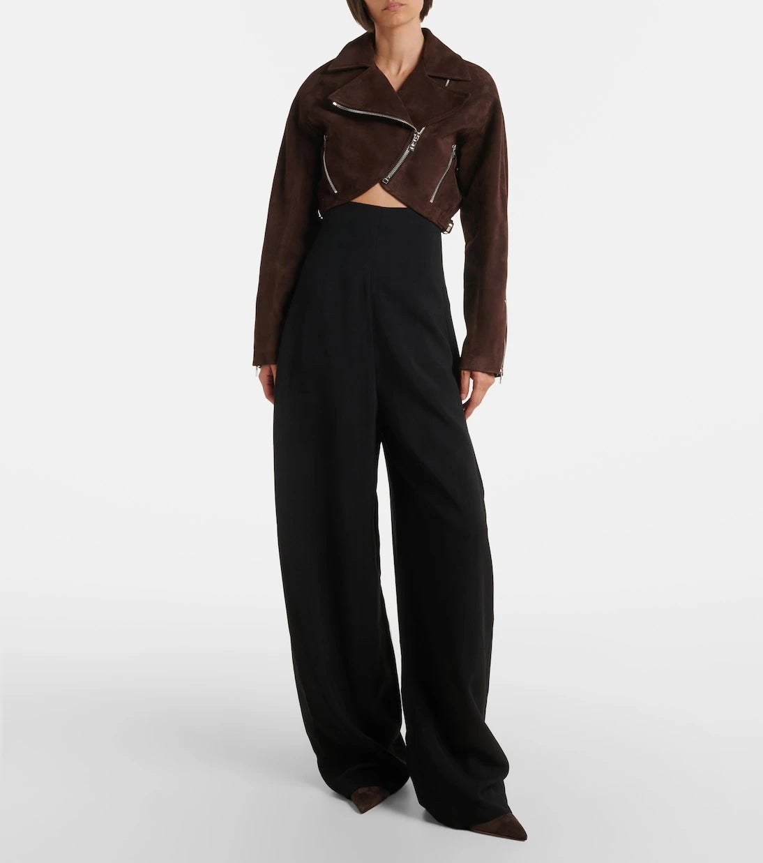 Alaïa - Cropped suede biker jacket