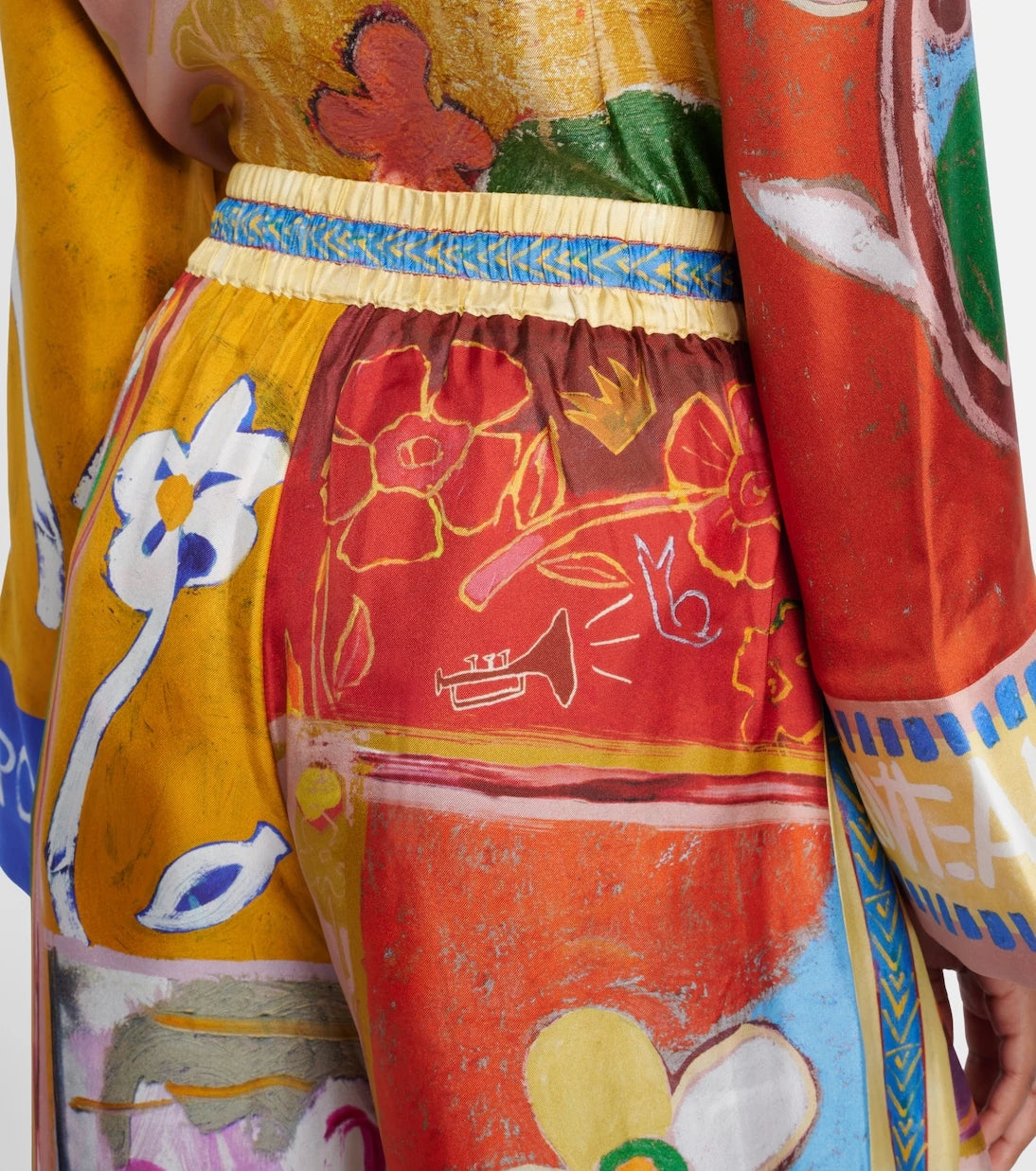 Alémais - x MLAK printed silk twill wide-leg pants