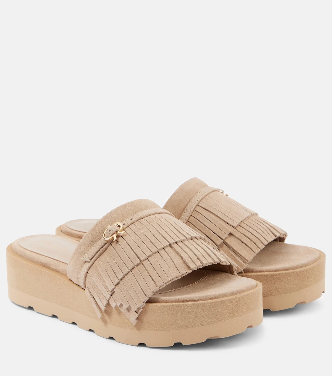 Gianvito Rossi - Fringed suede platform slides