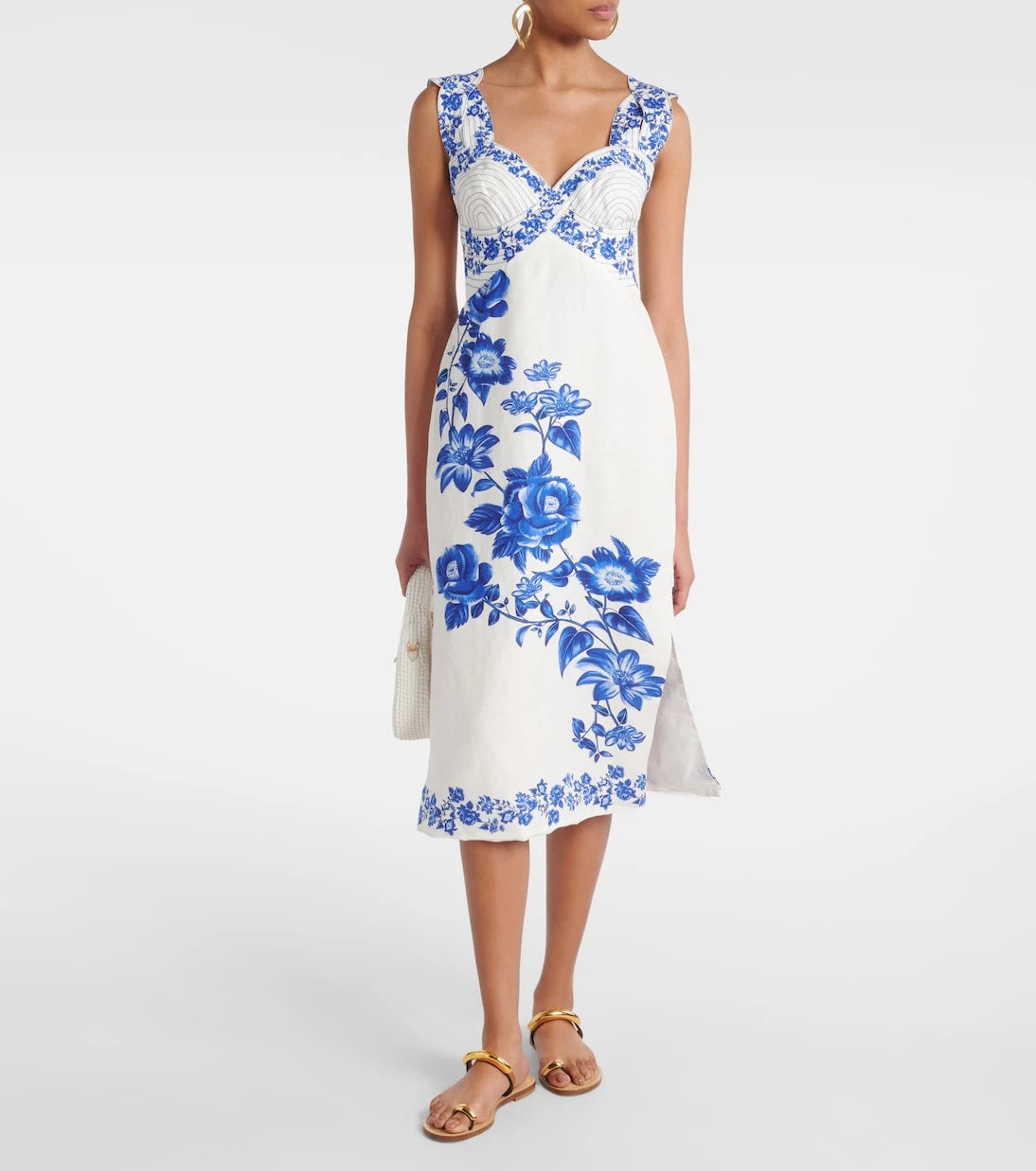 Farm Rio - Floral Cascade linen midi dress