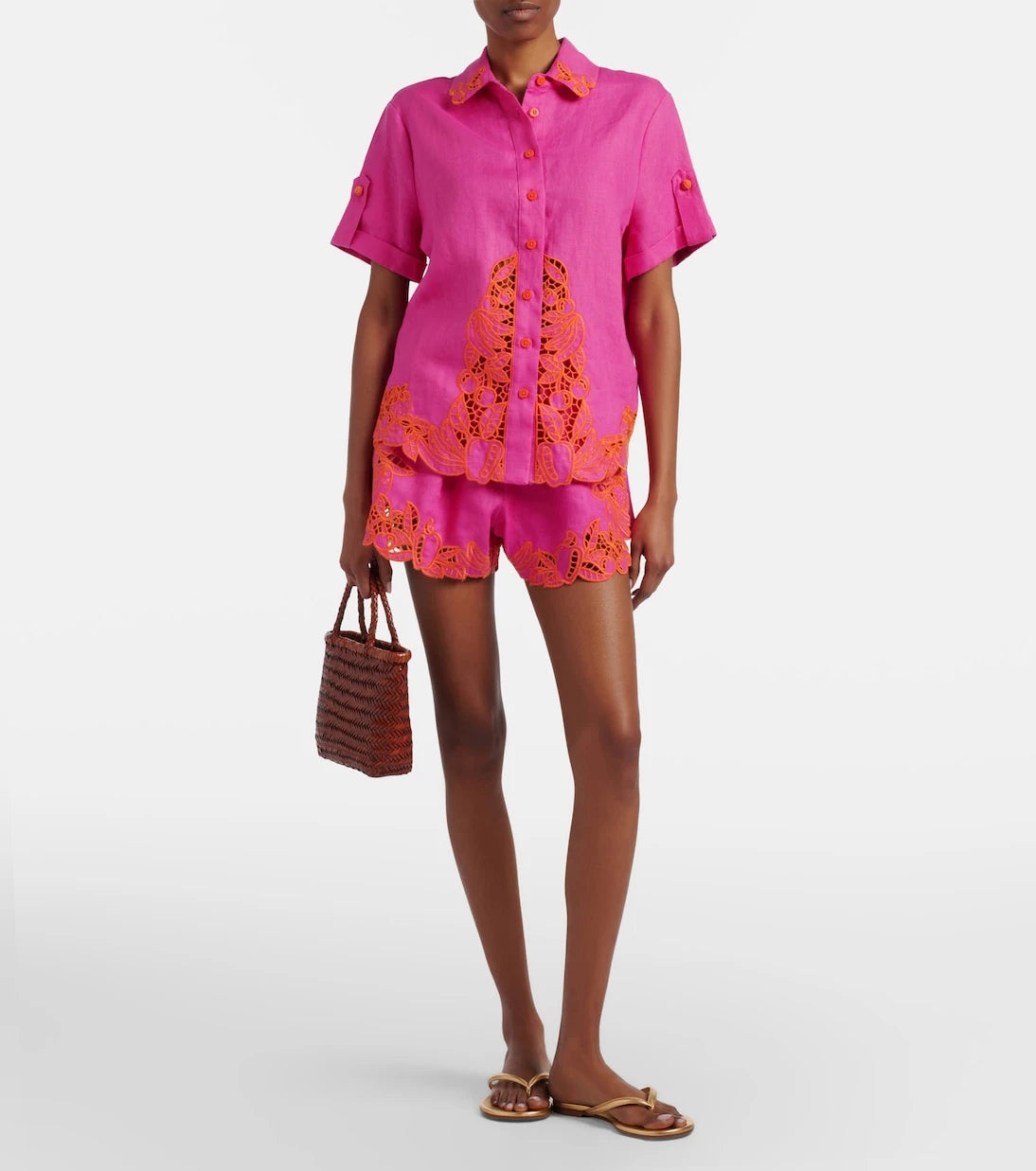Farm Rio - Embroidered linen shorts