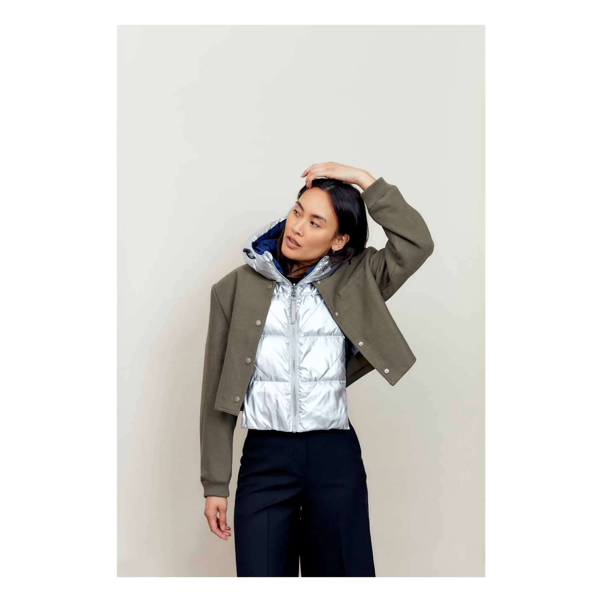 Fudoon - Metallic Reversible Doudoune Hoodie | Silver