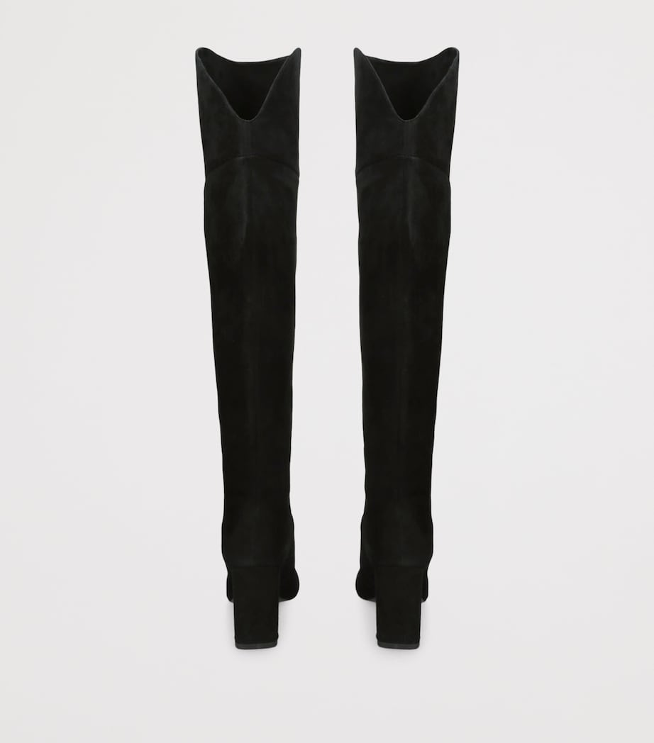 Stuart Weitzman Black Suede Babette Tubo Over-The-Knee Boots 85