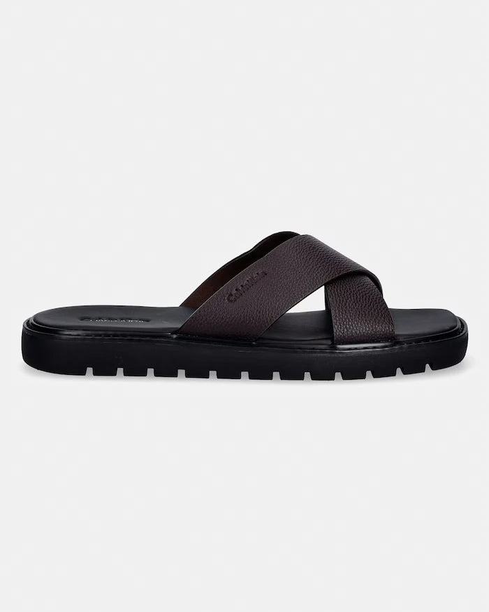 Calvin Klein Erkek Deri Terlik SQ MOLDED SANDAL XCROSS LTH