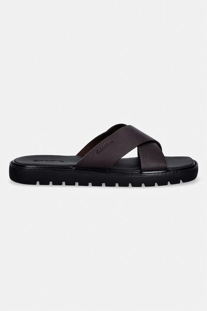 Calvin Klein чехли мъжки от кожа SQ MOLDED SANDAL XCROSS LTH
