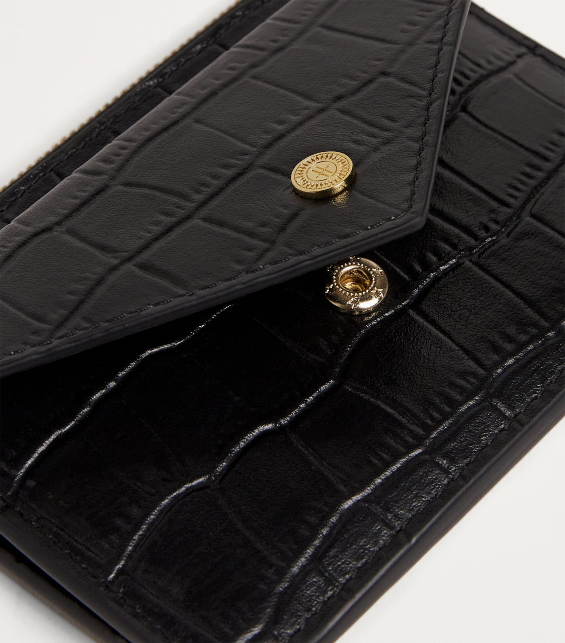 Black Leather Zip-Up Card Holder