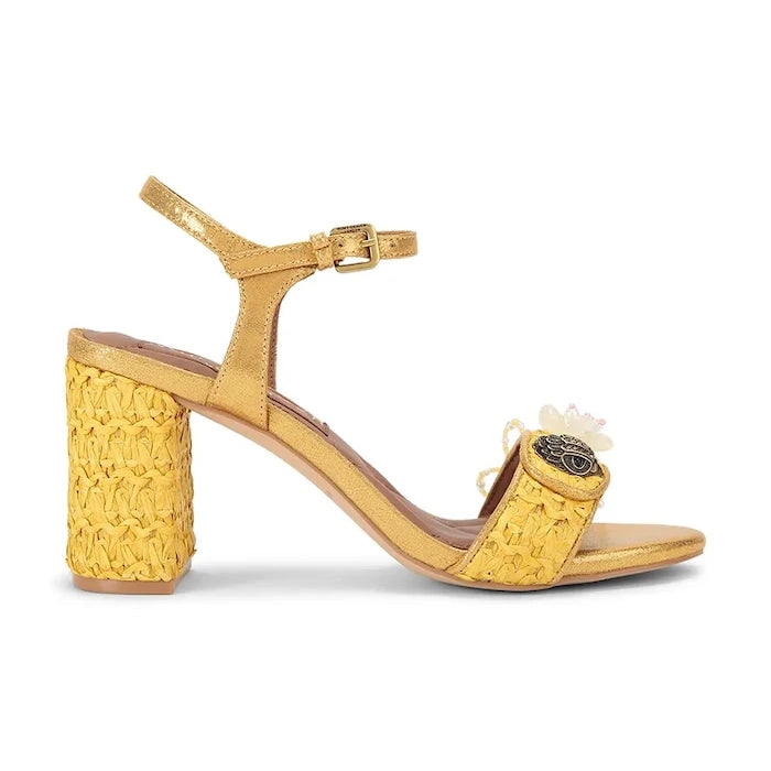 Kurt Geiger London kalın topuklu sandalet ayakkabı Kensington Langley Raffia