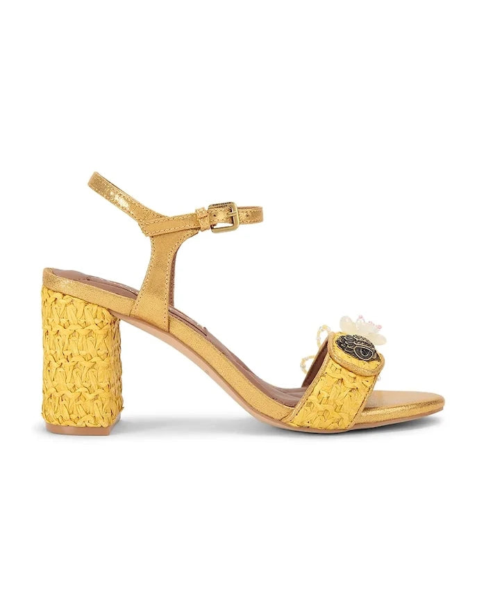 Kurt Geiger London kalın topuklu sandalet ayakkabı Kensington Langley Raffia