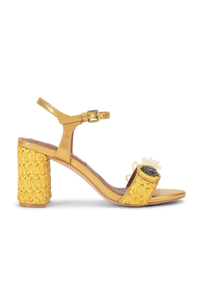 Kurt Geiger London kalın topuklu sandalet ayakkabı Kensington Langley Raffia