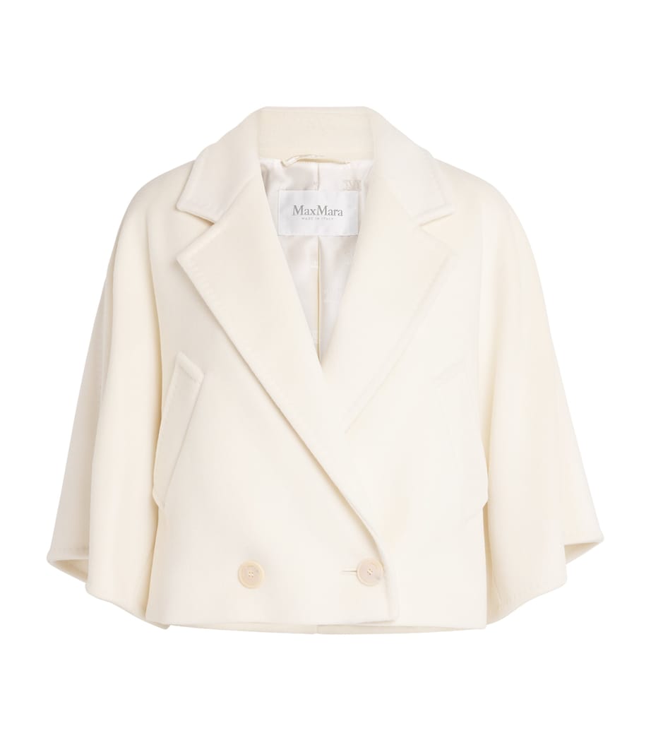Max Mara White Wool-Cashmere Cropped Coat
