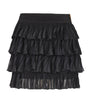 Balmain Black Ruffle Knit Mini Skirt