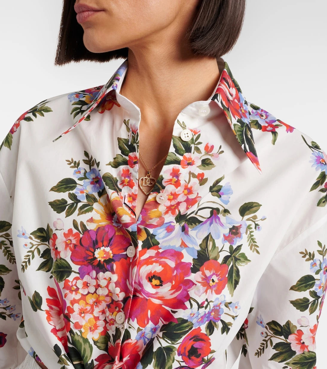Dolce&Gabbana - Floral cropped cotton shirt