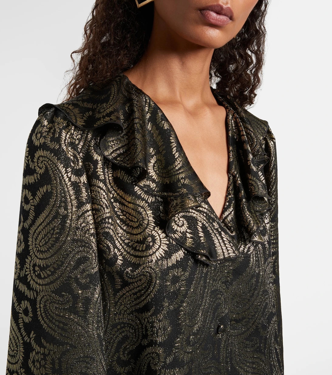 Etro - Paisley fırfırlı ipek karışımı bluz