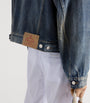 Prada Blue Leather-Detail Denim Jacket